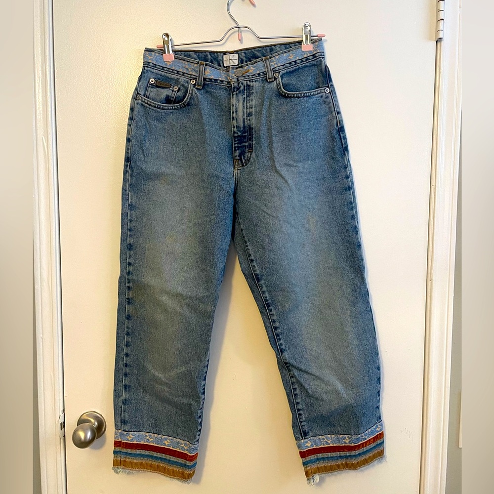 Calvin Klein Blue Jeans with Colorful Hem